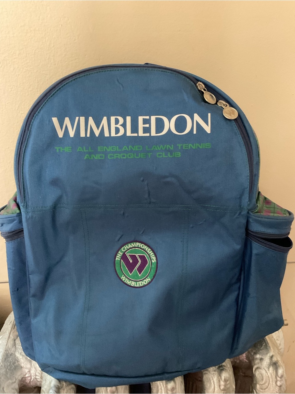 Wimbledon Teal-Blue Men's Backpack with Logo Accents